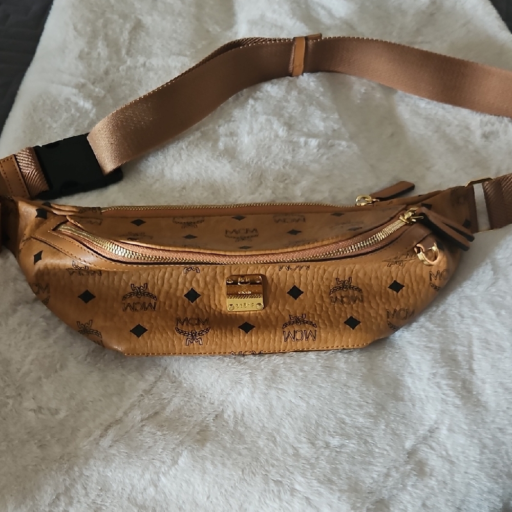 MCM Tan Monogram Waist Bag